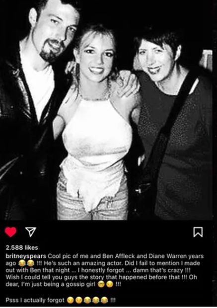 Britney Spears y Ben Affleck. Foto: Instagram oficial.
