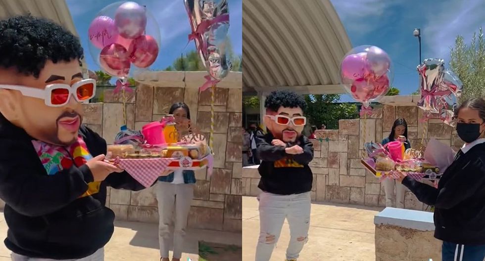  TikTok  Botarga de Bad Bunny sorprende a estudiante por su cumpleaños y se viraliza