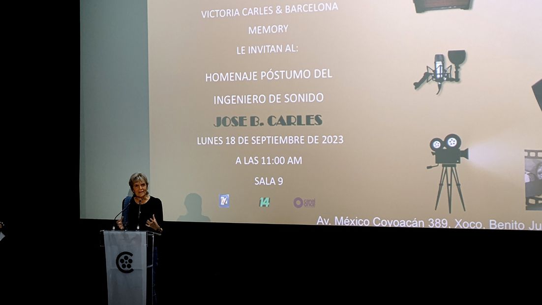 Maria Novarro, Directora del IMCINE fue una de los invitados especiales que compartieron unas palabras en el homenaje del Ing. José B. Carles Foto: Montserrat Callejas/ EL UNIVERSAL.
