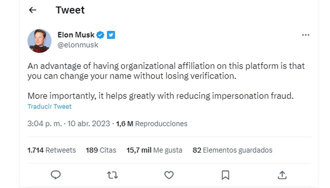 Elon Musk se llevó criticas por el cambio de su nombre. Foto: Captura de pantalla tomada de Twitter