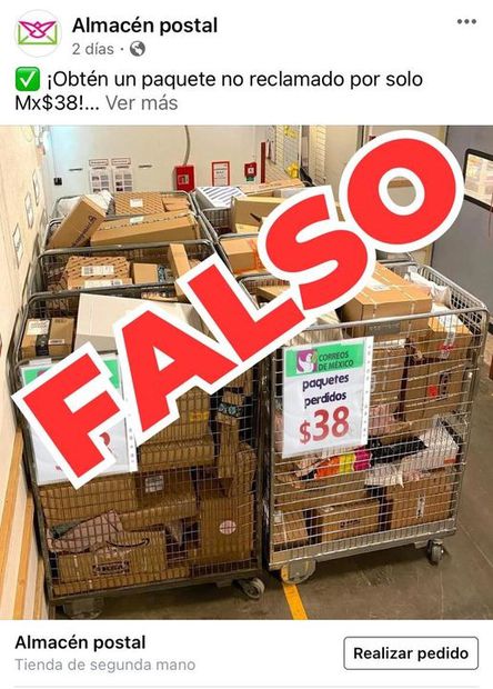 Correos de México alerta por cuenta falsa de Facebook que oferta mercancía no reclamada. Foto: Facebook