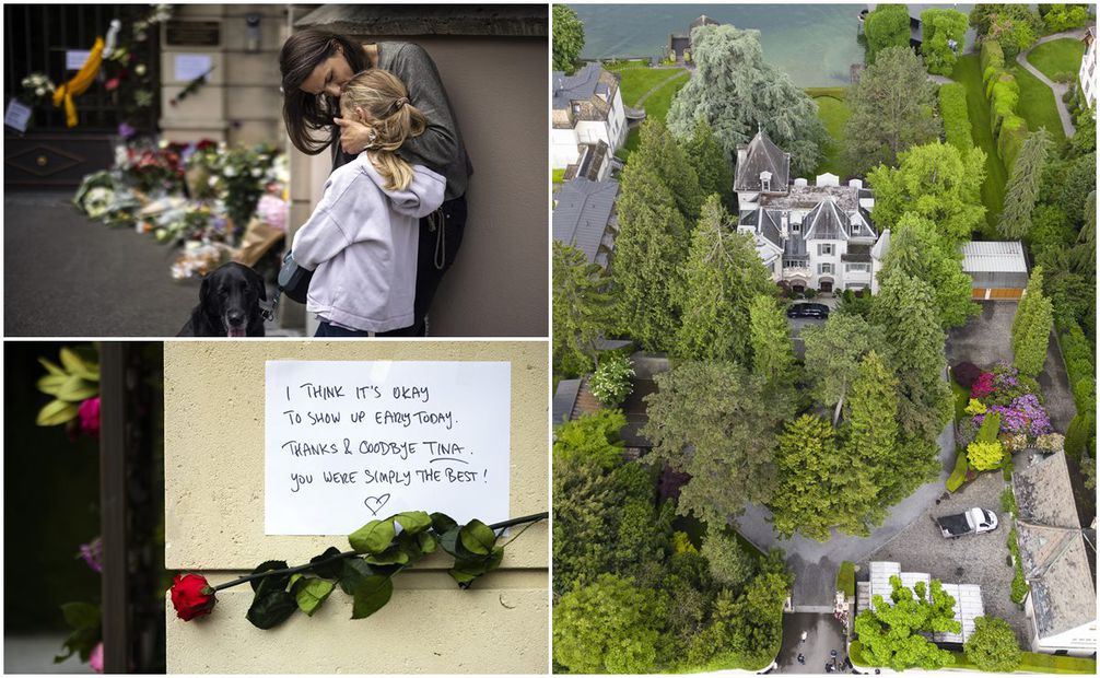 Fans y sus muestras de cariño a las afueras de la mansión de Tina Turner. Foto: AFP/EFE/AP.