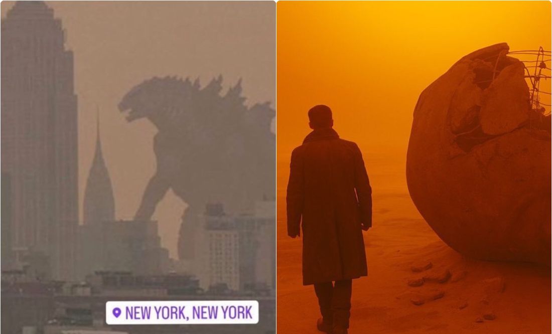 Nueva York: Godzilla y Blade Runner entre los memes por la bruma naranja