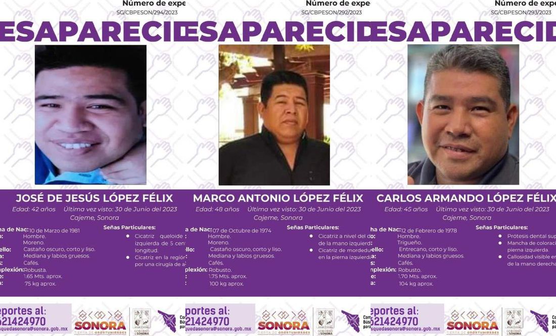 Encuentran sin vida a los tres hermanos policías desaparecidos en Cajeme, Sonora