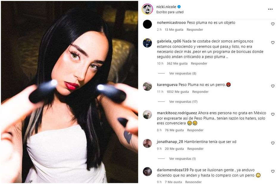 Cibernautas critican a Nicki Nicole por sus comentarios contra Peso Pluma.