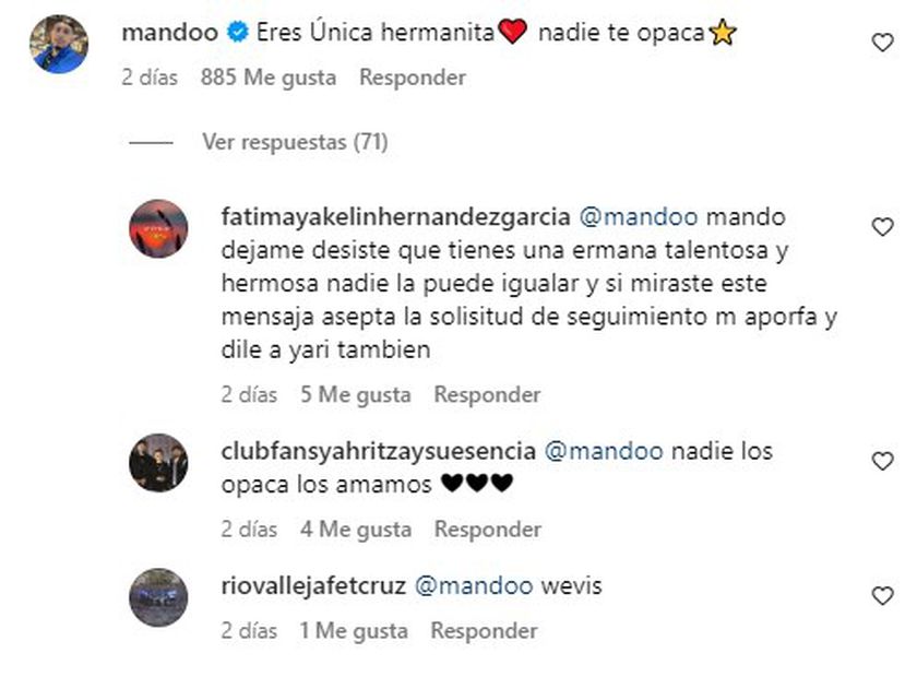Comentario de Mando Martínez a Yahritza