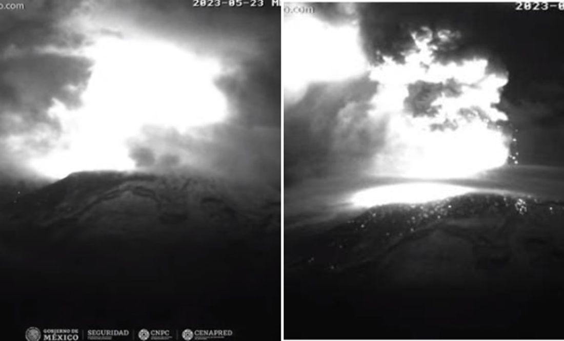 Popocatépetl: VIDEO capta dos nuevas emisiones de gases, ceniza y material incandescente