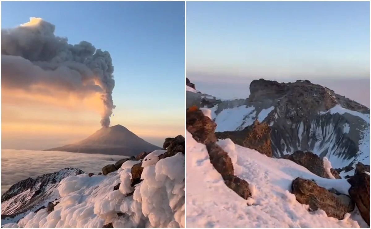 Tiktoker captura la cima del volcán Popocatépetl desde el Iztaccíhuatl; video se viraliza