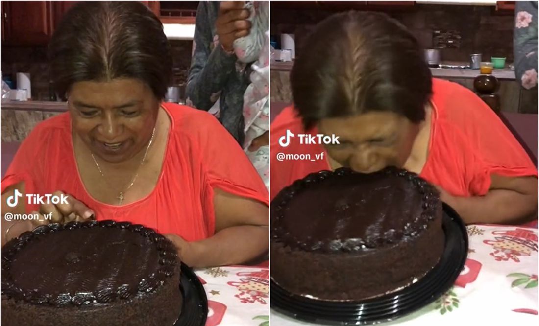 VIDEO: Abuelita tira dentadura al moder su pastel de cumpleaños y se viraliza en TikTok