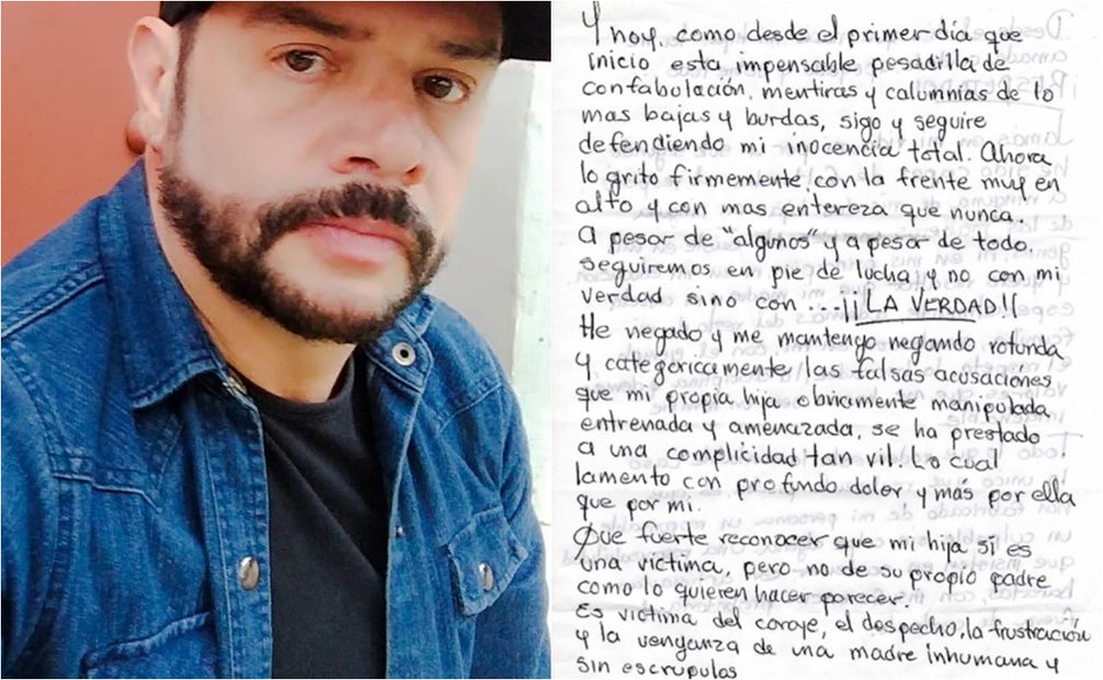 Daniela Parra, hija del actor, subió a sus redes una carta escrita a sus padres, quien recientemente fue sentenciado a 10 años y seis meses de prisión por el delito de corrupción de menores. 
<p>Fotos: Instagram y Twitter