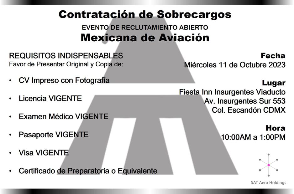 Mexicana de aviación sobrecargos