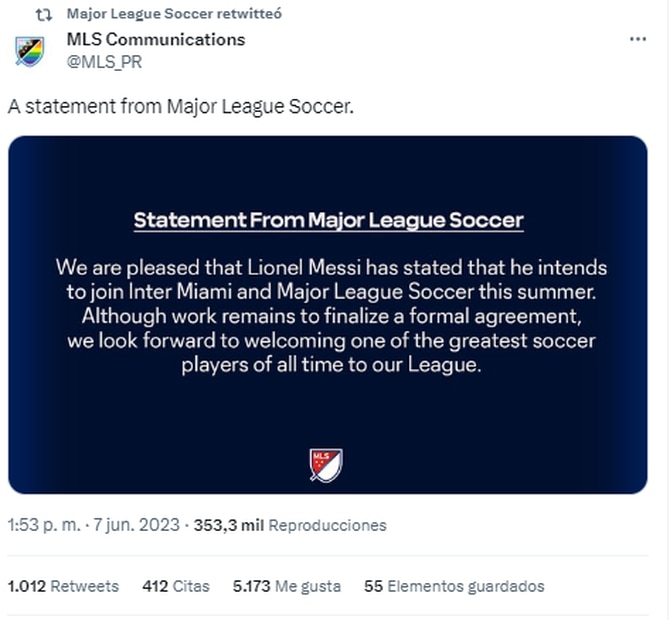 Comunicado de la MLS