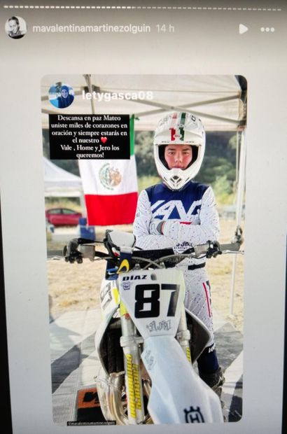 Mateo, sobrino de Andrea Legarreta, era un amante competidor del motocross.