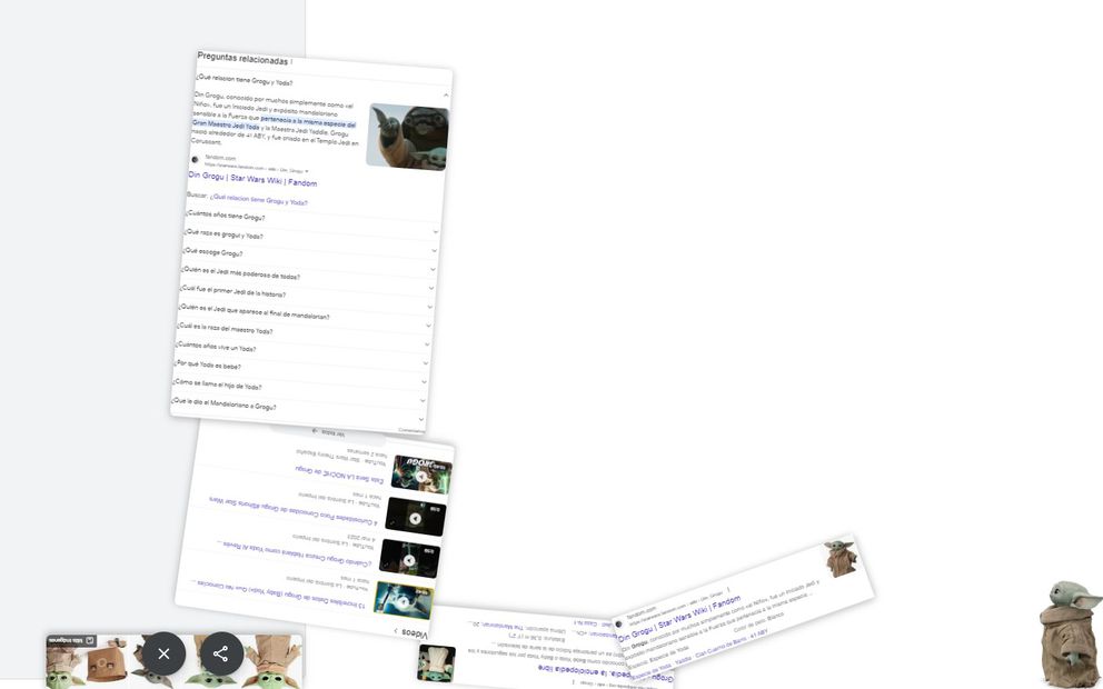 Al hacer clic sobre Grogu, el personaje desordena los elementos del buscador. Foto: Captura de pantalla