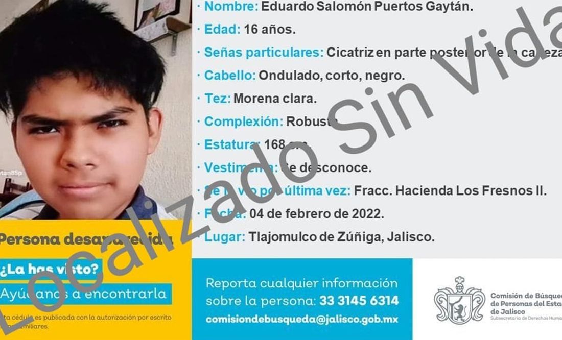 Localizan sin vida a Eduardo Gaytán, joven desaparecido en Jalisco