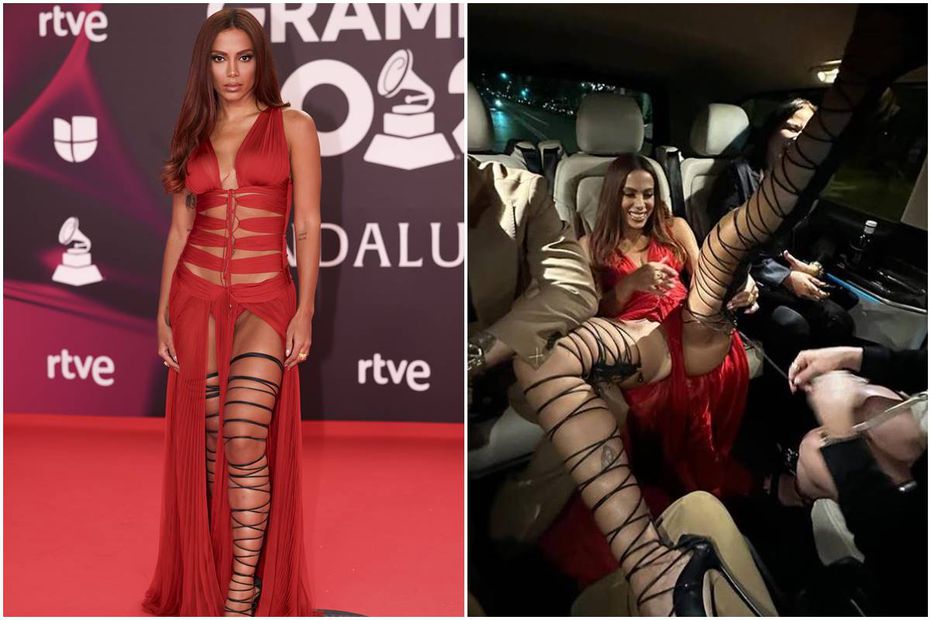 El sensual vestido de la cantante Anitta en los Latin Grammy. Fotos: AP/Instagram.