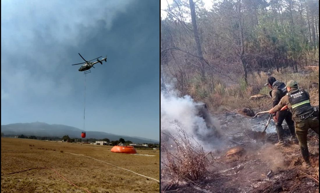 Aeronave se suma a combatir incendios forestales en Veracruz