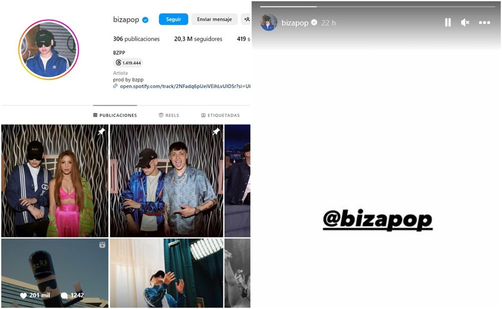Bizarrap cambia de nombre en Instagram. Foto: Capturas de pantalla