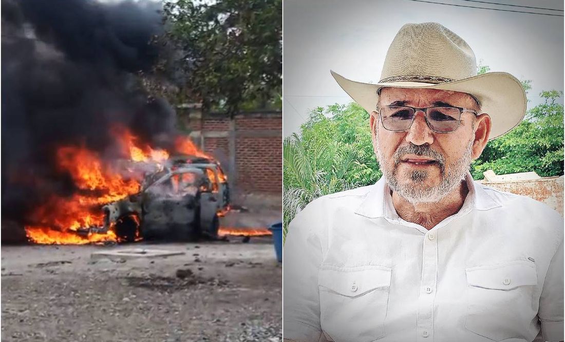 Ardiendo en llamas dejan vehículo en el que asesinaron a Hipólito Mora, exlíder de autodefensas en Michoacán: VIDEOS