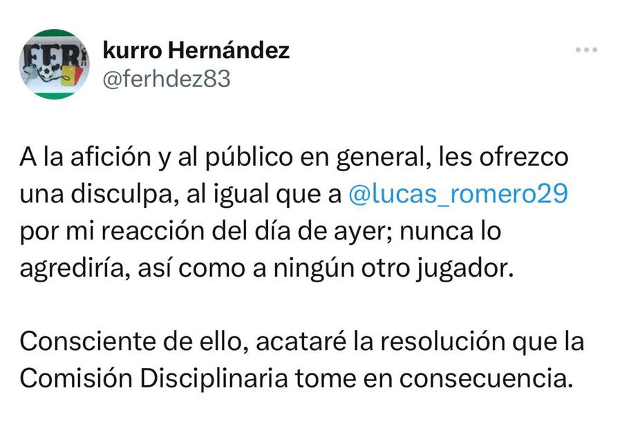 Fernando Hernández se disculpa
