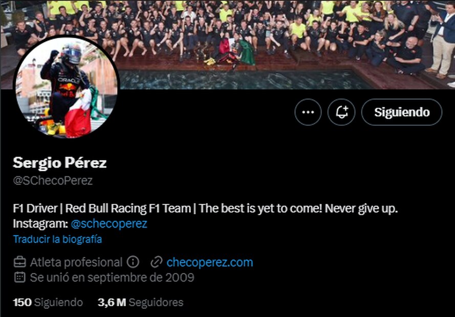 Checo Pérez ya no está verificado en Twitter - Foto: Especial