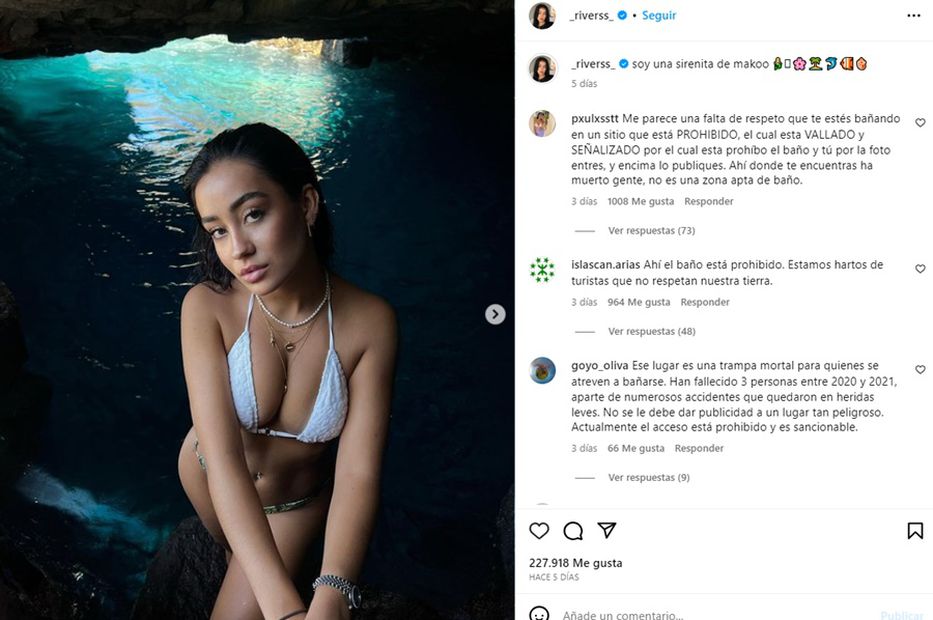 Marina Rivers es criticada en redes sociales. Foto: Instagram @_riverss_