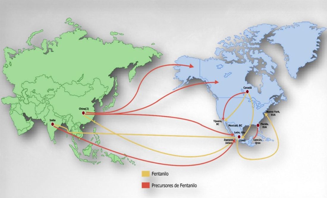 Desde China hasta EU: estas son las rutas del fentanilo que pasan por México