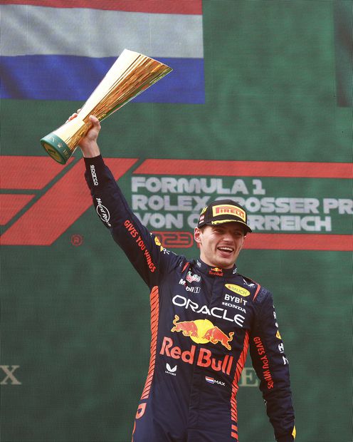 Max Verstappen en el podio del Gran Premio de Austria - Foto: @Max33Verstappen en Twitter