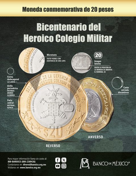 Moneda conmemorativa al Bicentenario del Colegio Militar. Foto: Especial