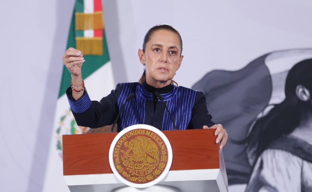 La presidenta Claudia Sheinbaum en la “Mañanera del Pueblo” del 24 de agosto de 2026 en Palacio Nacional. Foto: Fernanda Rojas/ EL UNIVERSAL
