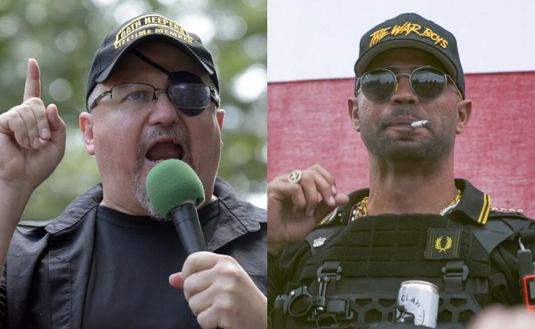 Stewart Rodes, fundador de Oath Keepers y el líder de los Proud Boys, Henry "Enrique" Tarrio. Foto: AP