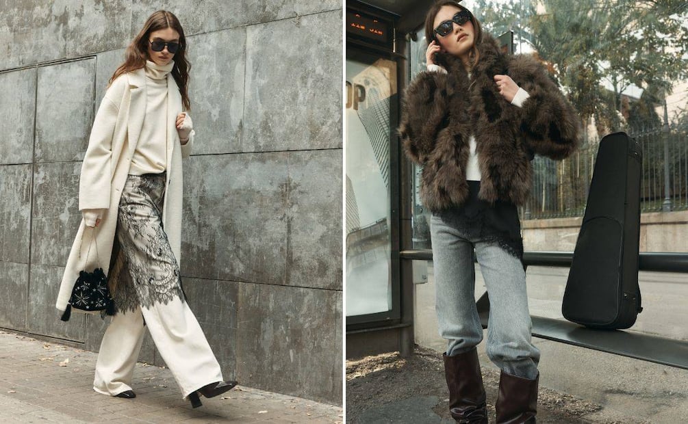 Para un look glam, incorpora encaje, efecto pelo o prendas lenceras. Foto: Especial, Stradivarius