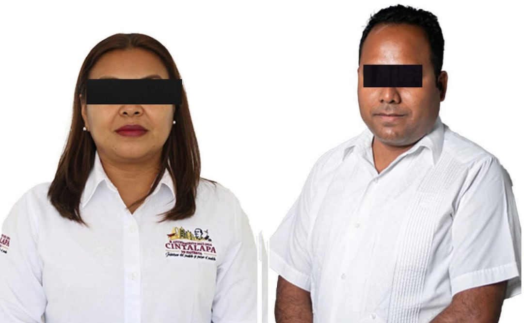 Detienen a sindica y tesorero de Cintalapa, Chiapas (06/01/2026). Foto: Especial