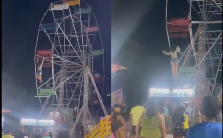 VIDEO. Accidente en rueda de la fortuna: una joven cae y otra queda colgando