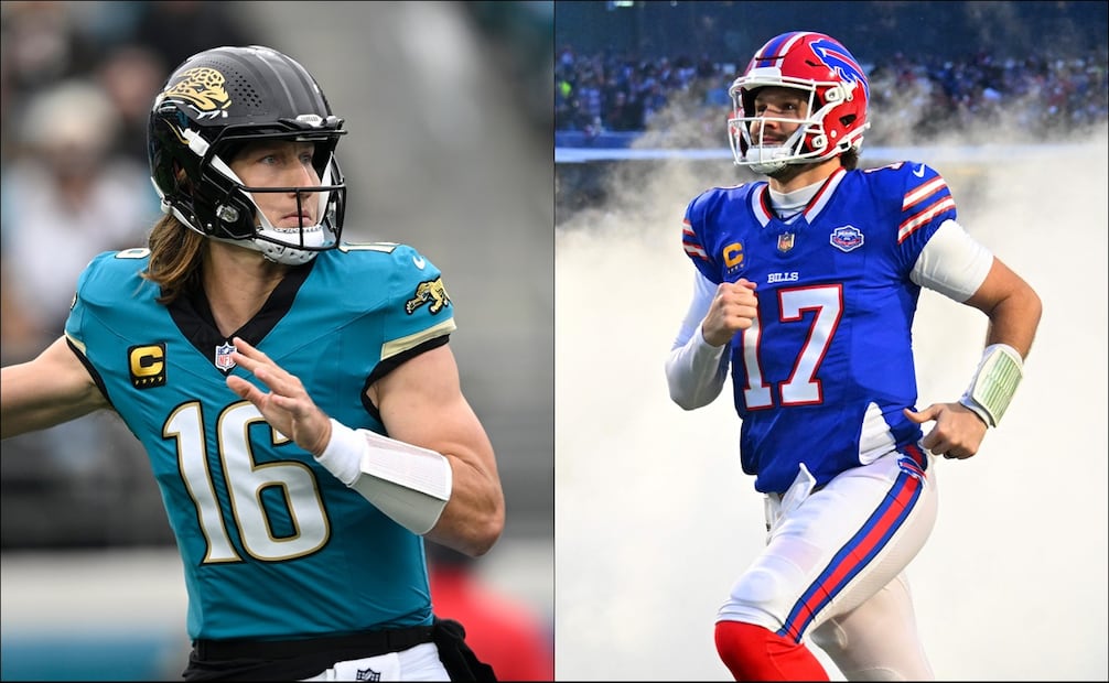 Trevor Lawrence y Josh Allen se enfrentarán en la Ronda de Comodines / Fotos: AP y AFP