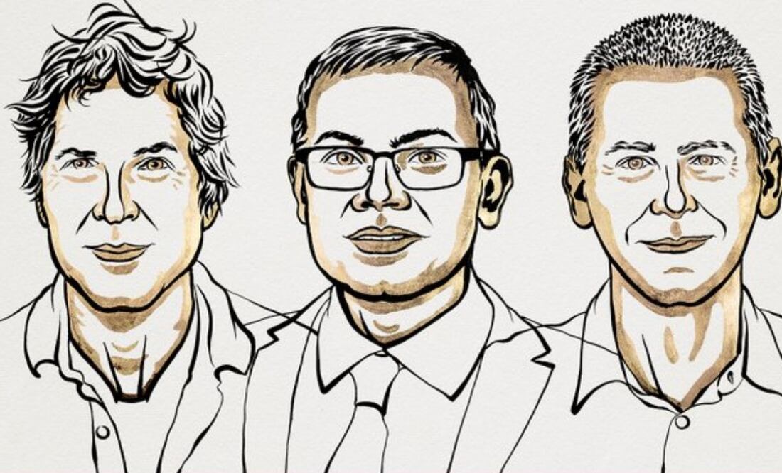 David Baker, Demis Hassabis y John M. Jumper, ganadores del Premio Nobel de Quimica 2024. Ilustración: Niklas Elmehed