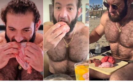 Dieta de entrenador físico se vuelve viral en TikTok; sólo come carnes crudas como sesos e hígados