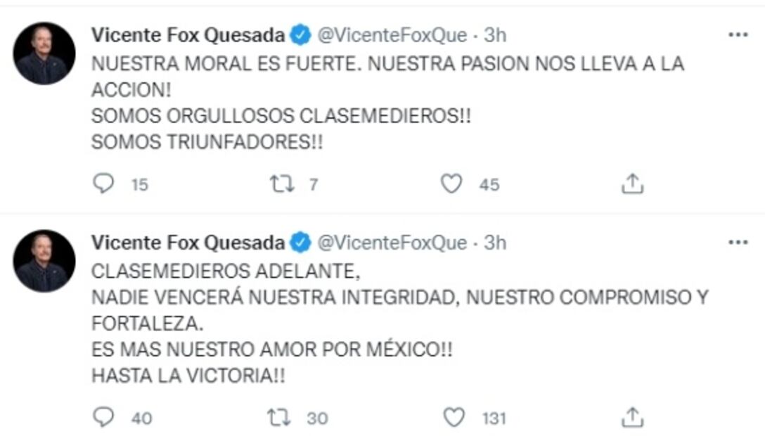 Vicente Fox lanza llamado a “clasemedieros” para “salvar” a México