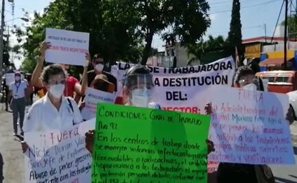 Protestan trabajadores del ISSSTE en Yucatán; exigen insumos