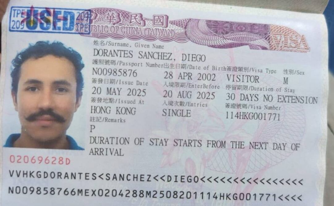 Diego Dorantes, joven mexicano de 23 años, desaparecido en Taiwán desde el pasado viernes 30 de mayo. Foto: Especial