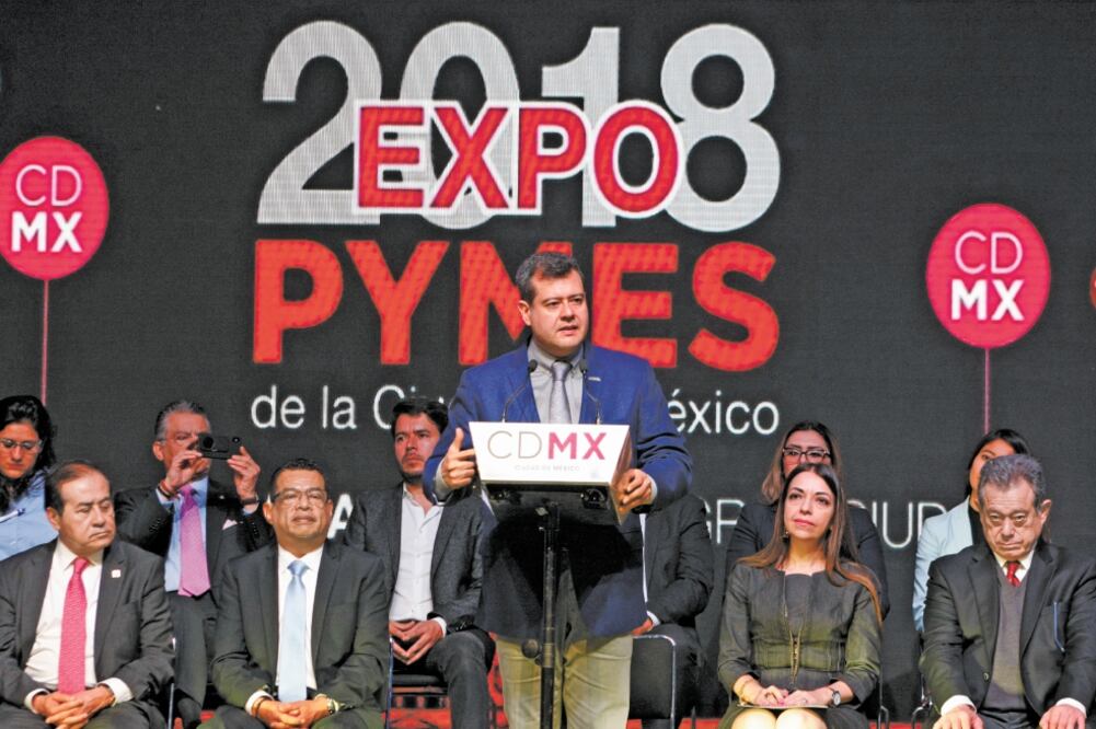 El jefe de Gobierno, José Ramón Amieva, durante la inauguración de la Expo Pymes 2018. Foto: ESPECIAL