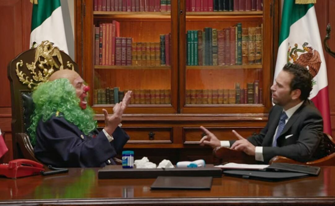 El payaso y el periodista le llamaron por el teléfono rojo a "La Nahle". Foto: Captura de pantalla