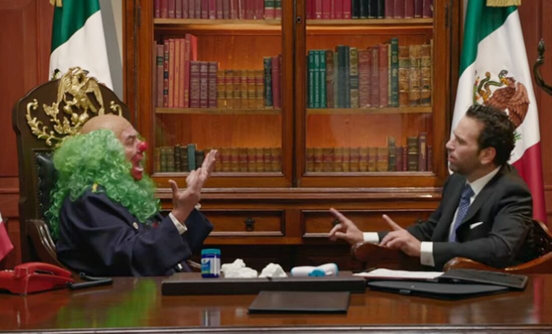 El payaso y el periodista le llamaron por el teléfono rojo a "La Nahle". Foto: Captura de pantalla