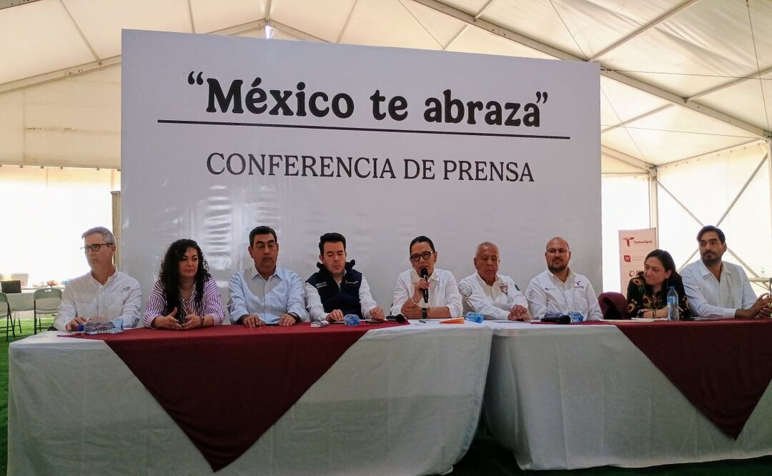 Rosa Icela Rodríguez recibe a los primeros migrantes repatriados en Reynosa; refuerzan apoyo a connacionales. Foto: Sandra Tovar