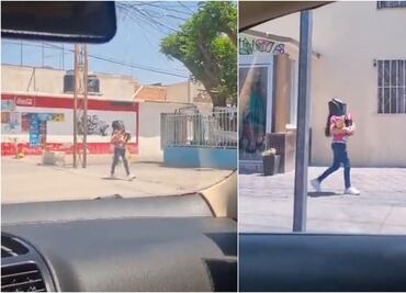 Eclipse Solar 2024: Niña genera debate en redes tras salir a las calles con máscara de soldar en SLP