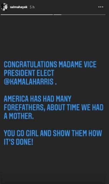 Salma Hayek, como Estatua de la Libertad, escribe a Joe Biden y Kamala Harris