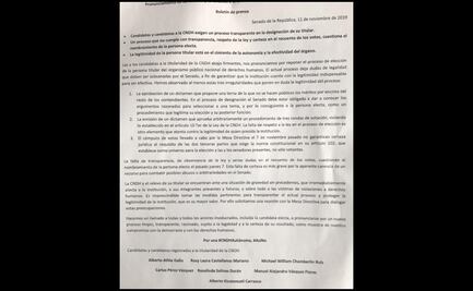 Candidatos a CNDH piden reponer elección y diálogo con Mesa Directiva del Senado