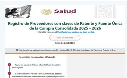 Ssa llama a fabricantes de medicamentos a participar en compra consolidada 2025-2026; pone a disposición página para el registro