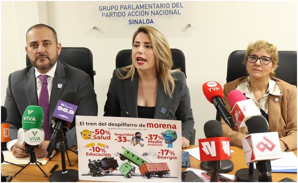 La presidenta del PAN en Sinaloa, Roxana Rubio Valdez, condena agresión contra Pedro Legarreta Lores (21/11/2024). Foto: Especial