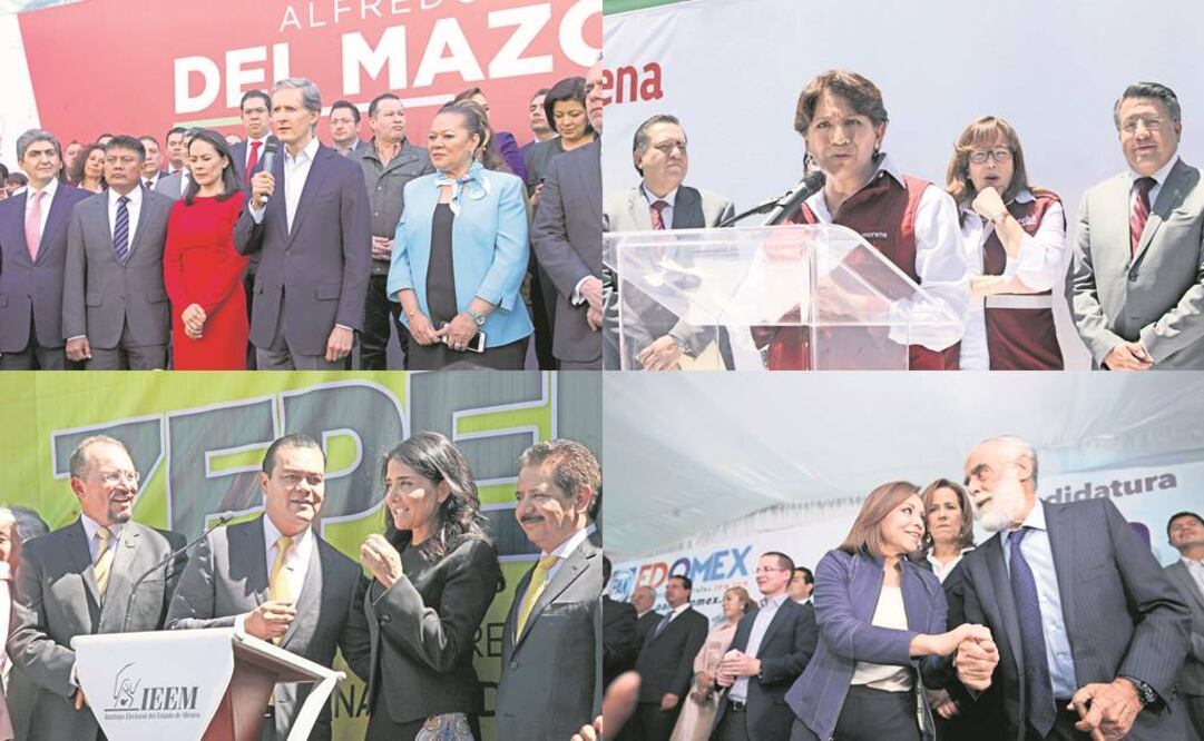 Alfredo del Mazo candidato del PRI, Delfina Gómez Álvarez candidata de Morena, Juan Zepeda candidato del PRD y Josefina Vázquez Mota candidata del PAN (ESPECIAL)
